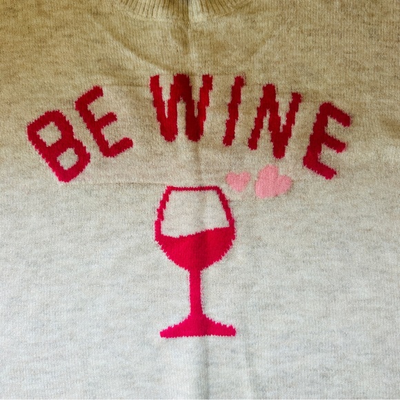 CeCe Cream Sweater with Pink Wine Motif - Picture 5 of 8